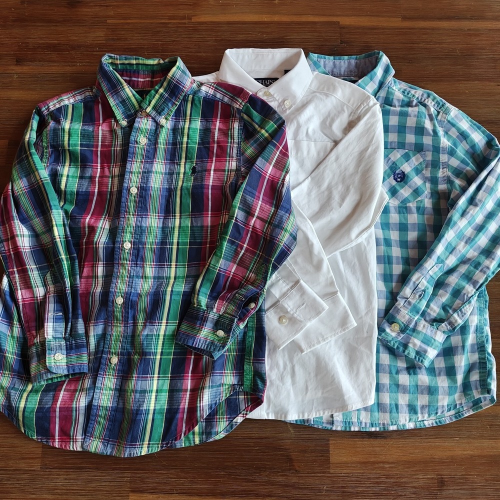 Polo Ralph Lauren Chaps Lot of 3 Boy Sz 6/7 Oxford Button Down Dress Shirts Prep